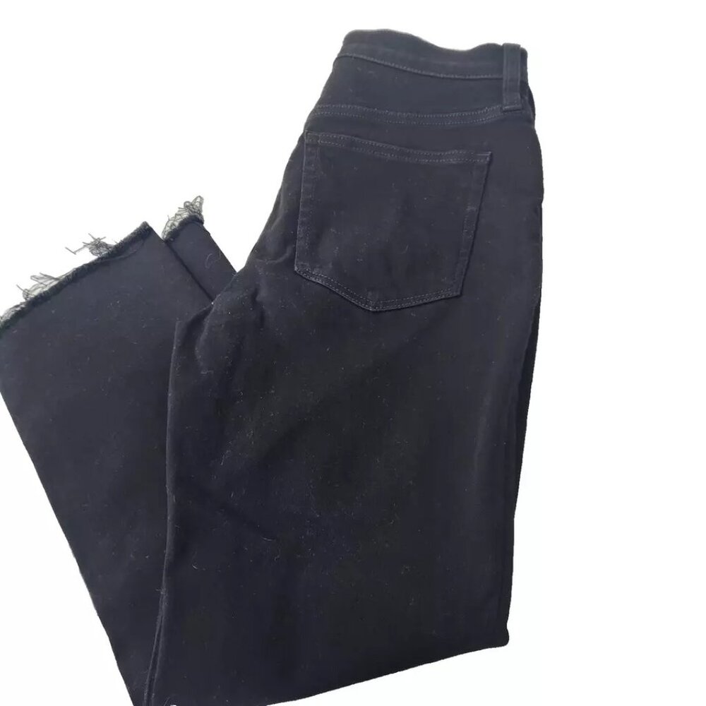 J. Crew Women's Size 26 Essential Straight Jeans Black Raw Hem
